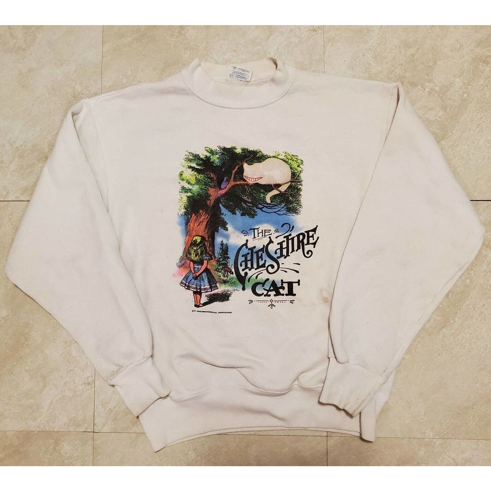 VTG 90s Disney Alice In Wonderland‎ The Cheshire Cat Crewneck Sweatshirt L Large